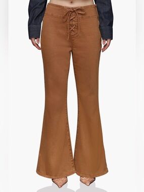 Avec Les Filles Brown Lace-Up Flare Jeans